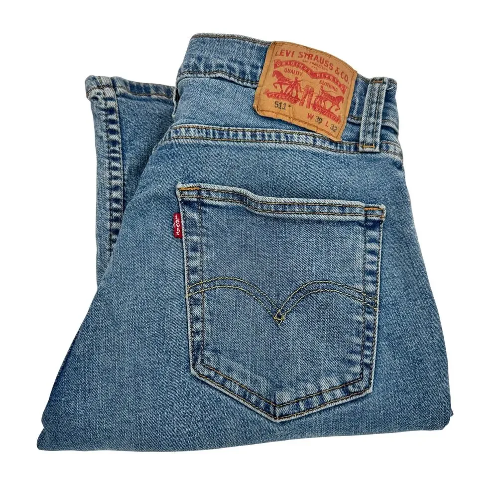Levi's 511 Jeans Mens 30x32 (30x31 ACTUAL) Slim Fit Blue Denim‎ Faded Wash